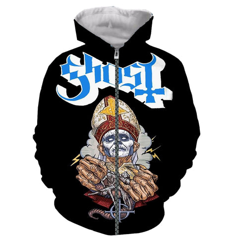 Image of Ghost Band 3D Printed Long Sleeves Zipper Hoodies Sweatshirts