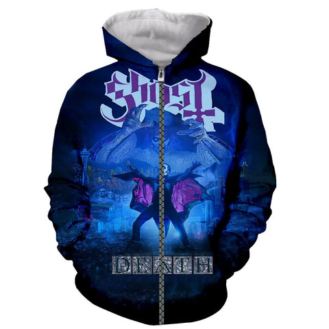 Image of 3D Printed Fashion Ghost Band Long Sleeves Hoodies Pullovers