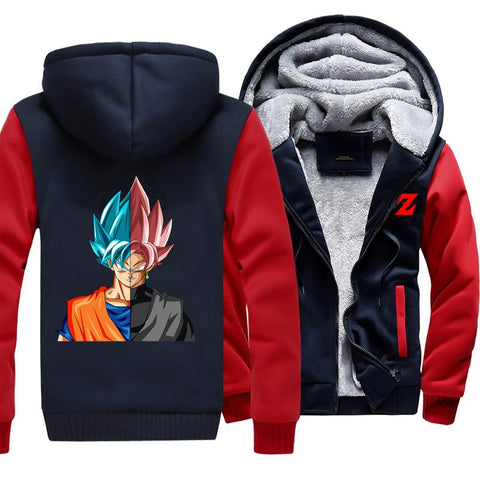 Image of Dragon Ball Z Super Saiyan Jackets - Blue Goku and Goku Rose Black Jacket