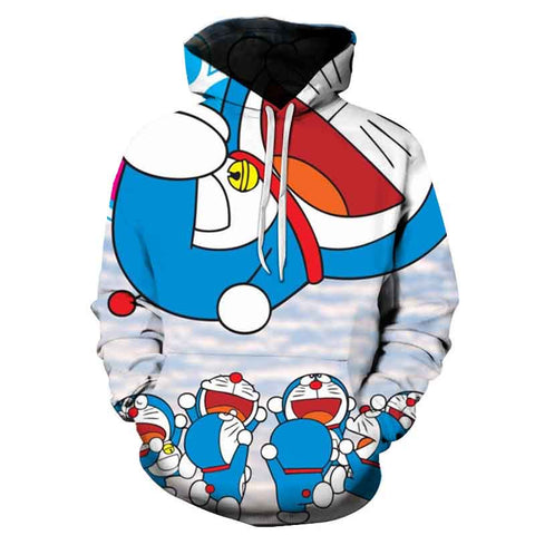 Image of 3D Printed Anime Doraemon Hoodies - Casual Hooded Streetwear