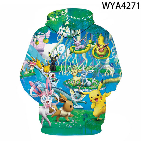 Image of 3D Printing Fashion Pokemon Hoodies - Cartoon Anime Sweatshirt Pullover