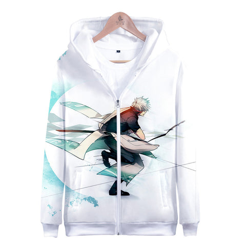 Image of Anime Gintama 3D Sakata Gintoki Zipper Hoodie Sweatshirt