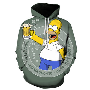 Homer Simpson and His Son 3D Printed Hoodies Sweatshirts