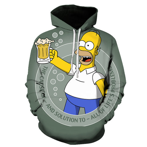 Image of Homer Simpson and His Son 3D Printed Hoodies Sweatshirts