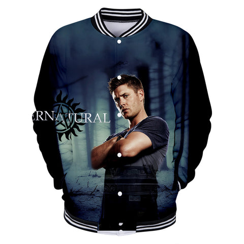 Image of Supernatural 3D Printed Sweatershirts Outwear Baseball Jacket