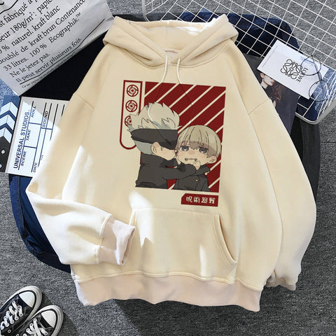 Image of Japanese Anime Jujutsu Kaisen Inumaki Toge Gojo Satoru Graphic Hoodies Streetwear Sweatshirts
