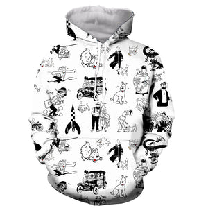 3D Printed Tintin Hooded Sweatshirts Hoodies Pullovers