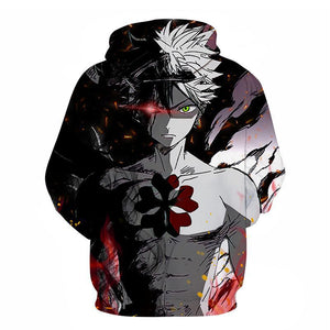 Black Clover Printing Oversized Unisex Sports Hoody Hooded Sweatshirt