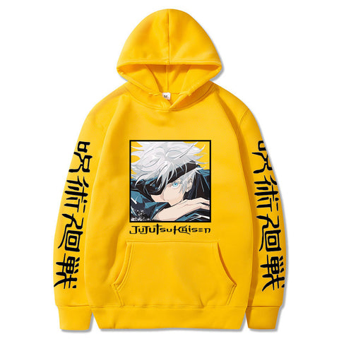 Image of Japanese Anime Jujutsu Kaisen Gojo Sator Printed Hooded Sweatshirt