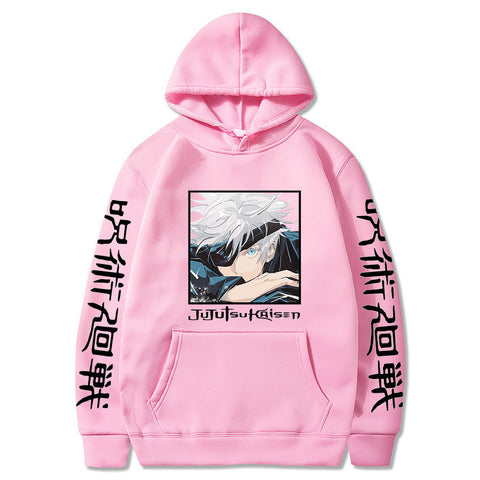 Image of Japanese Anime Jujutsu Kaisen Gojo Sator Printed Hooded Sweatshirt