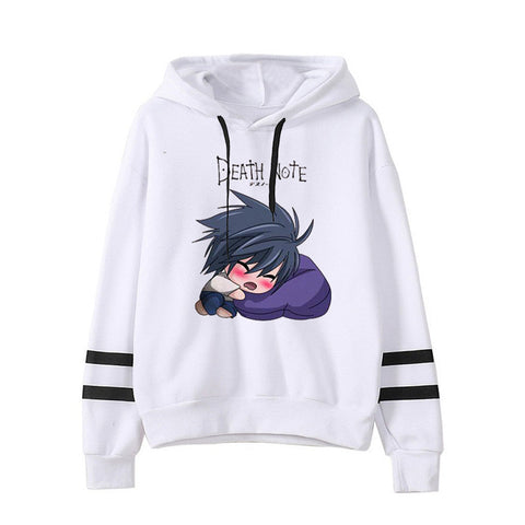 Image of Death Note Cute Cartoon L Lawliet Stripe Hoodies Autumn Hoodie Sweatshirts