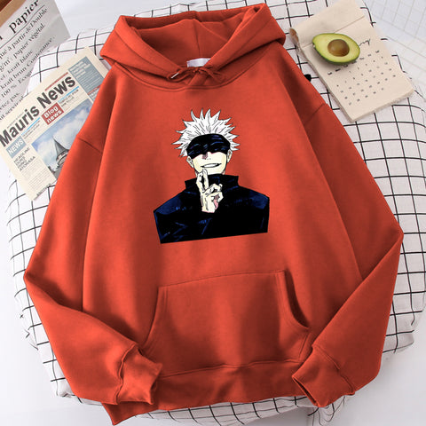 Image of Anime Jujutsu Kaisen Gojo Satoru Print Men Clothing Casual Sweatshirts Crewneck Hoody