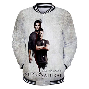 Supernatural 3D Printed Baseball Jacket Sweatershirts Outwear