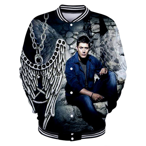 Image of Supernatural 3D Printed Sweatershirts Outwear Baseball Jacket