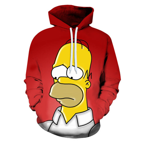 Image of Cartoon 3D Print Hoodie - Homer Simpson Sweatshirt