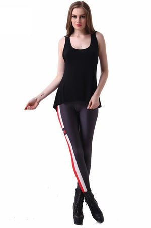 Solid Color stripe Cheshire Red And White Leggings