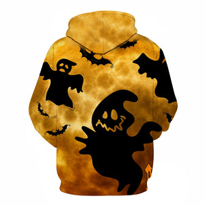 Halloween Ghost 3D Printed Hoodie-Yellow
