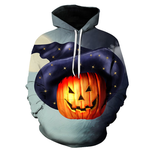 Image of Halloween Pumpkin Lamp 3D Printed Hoodie-Blue