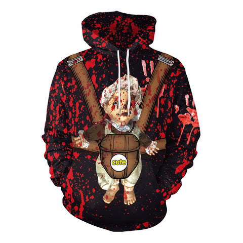 Image of Halloween Ghost Doll Round Neck Hoodie