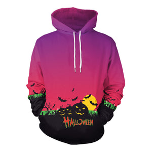 Halloween pumpkin light horror round neck hoodie