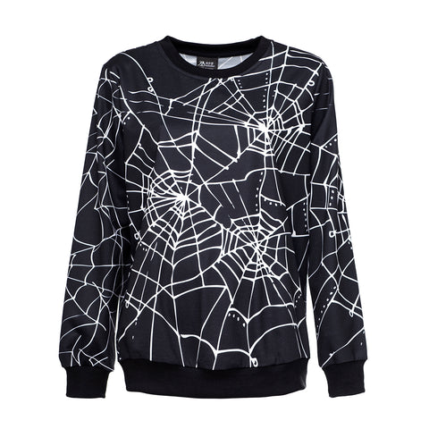 Image of Halloween Horror Spider Web Dress Round Neck Sweater