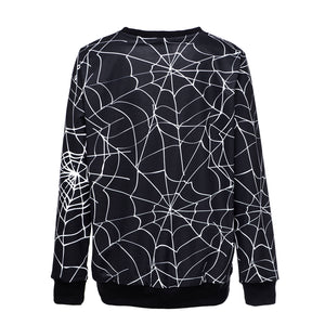 Halloween Horror Spider Web Dress Round Neck Sweater