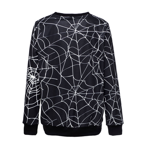 Image of Halloween Horror Spider Web Dress Round Neck Sweater