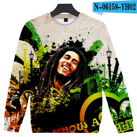 Image of Bob Marley Music Hip Hop 3D Printed Sweatshirts Pullovers