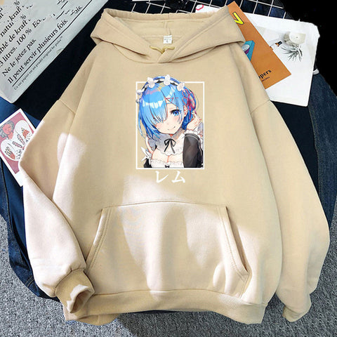 Image of Harajuku Re:ZERO Starting Life In Another World Hoodies Cartoon Kawaii Rem Unisex Fashion Loose Sweatshirts