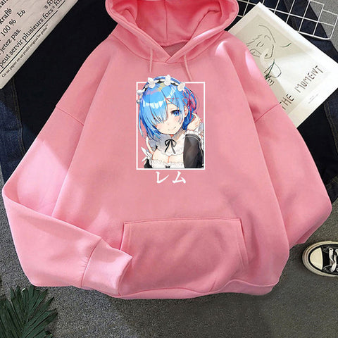 Image of Harajuku Re:ZERO Starting Life In Another World Hoodies Cartoon Kawaii Rem Unisex Fashion Loose Sweatshirts