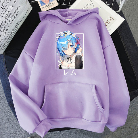 Image of Harajuku Re:ZERO Starting Life In Another World Hoodies Cartoon Kawaii Rem Unisex Fashion Loose Sweatshirts