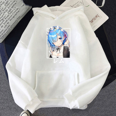 Image of Harajuku Re:ZERO Starting Life In Another World Hoodies Cartoon Kawaii Rem Unisex Fashion Loose Sweatshirts