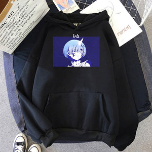 Harajuku Re Zero Starting Life In Another World Kawaii Rem Print Hoodies Fashion Oversize Sweatshirt