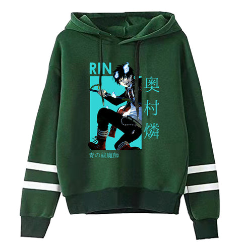 Image of Harajuku Blue Exorcist Unisex Hoodies Printed Streetwear Casual Tops