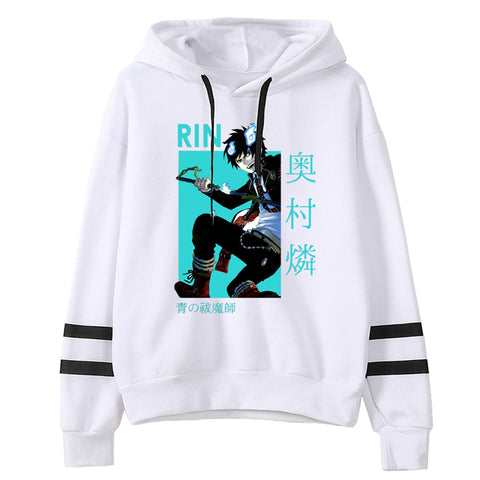 Image of Harajuku Blue Exorcist Unisex Hoodies Printed Streetwear Casual Tops