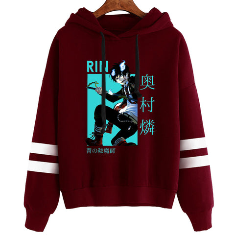 Image of Harajuku Blue Exorcist Unisex Hoodies Printed Streetwear Casual Tops