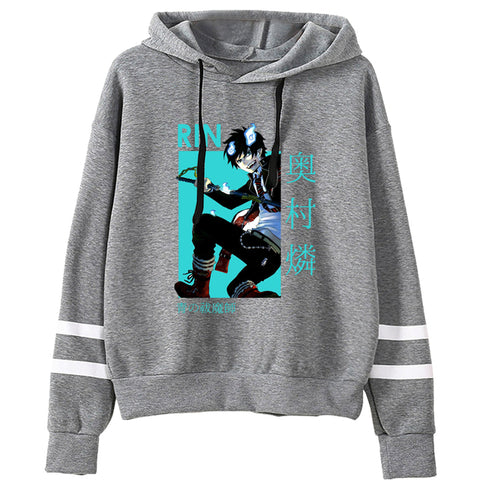 Image of Harajuku Blue Exorcist Unisex Hoodies Printed Streetwear Casual Tops