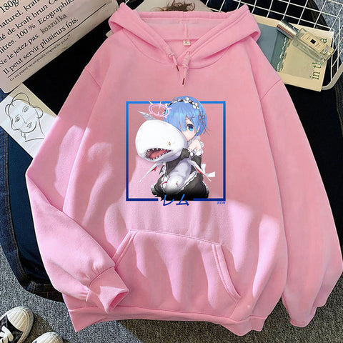 Image of Japan Anime Re:ZERO Starting Life In Another World Kawaii Rem Hoodies Fashion Cartoon Casual Sweatshirt