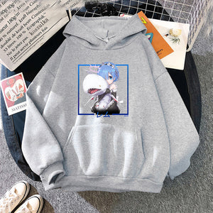 Japan Anime Re:ZERO Starting Life In Another World Kawaii Rem Hoodies Fashion Cartoon Casual Sweatshirt