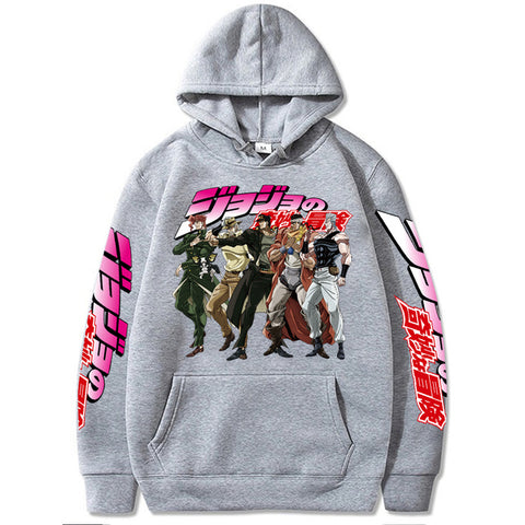 Image of Harajuku JoJo Bizarre Adventure Unisex Hoodies Japanese Anime Printed Streetwear Casual Sweatshirts