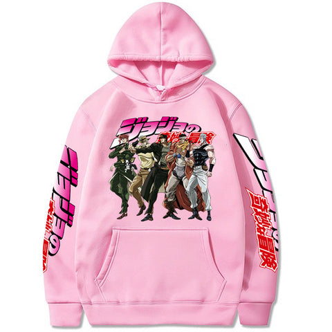 Image of Harajuku JoJo Bizarre Adventure Unisex Hoodies Japanese Anime Printed Streetwear Casual Sweatshirts