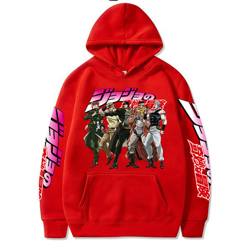 Image of Harajuku JoJo Bizarre Adventure Unisex Hoodies Japanese Anime Printed Streetwear Casual Sweatshirts