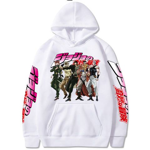 Image of Harajuku JoJo Bizarre Adventure Unisex Hoodies Japanese Anime Printed Streetwear Casual Sweatshirts