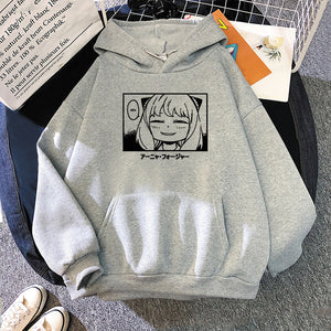 Harajuku Spy x Family Anya Smug Print Hoodie Crew Neck Streetwear Sweatshirts