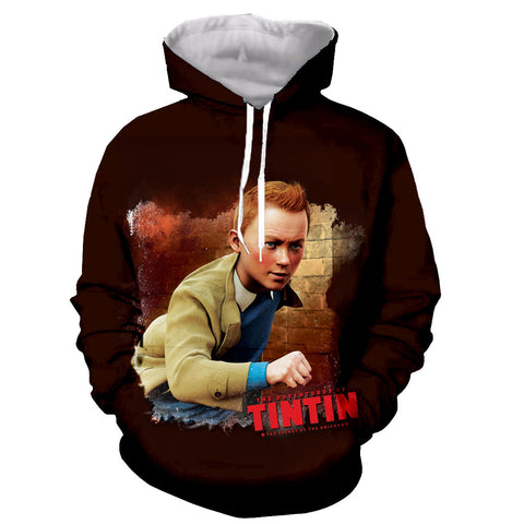 Image of 3D Printed Sweatshirts - Cartoon Tintin Long Sleeves Hoodies