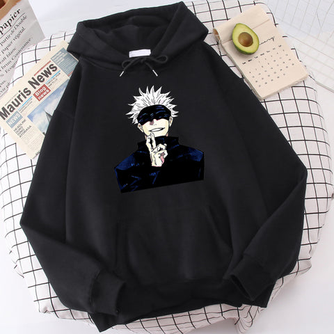 Image of Anime Jujutsu Kaisen Gojo Satoru Print Men Clothing Casual Sweatshirts Crewneck Hoody