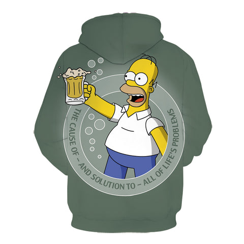 Image of Cartoon 3D Print The Simpsons Hoodie Sweatshirt