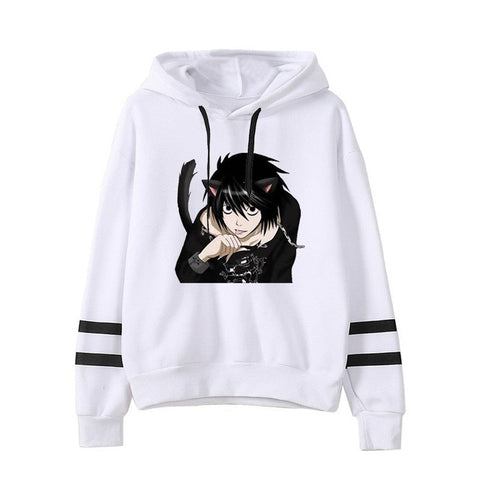 Image of Death Note L. Lawliet Cat Stripe Hoodies Autumn Hoodie Sweatshirts