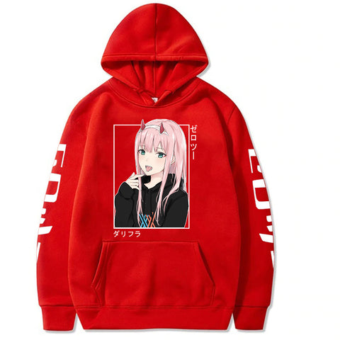 Image of Anime Darling In The Franxx Zero Two Hoodies Casual Streetwear Graphic Sweatshirts