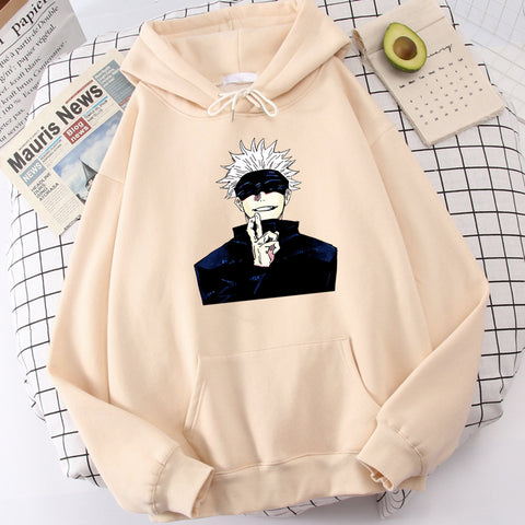 Image of Anime Jujutsu Kaisen Gojo Satoru Print Men Clothing Casual Sweatshirts Crewneck Hoody